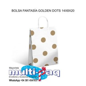 BOLSA FANTASÍA GOLDEN DOTS 14X8X20