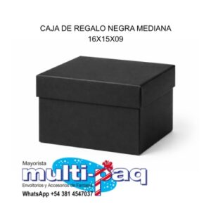 CAJA DE REGALO NEGRA MEDIANA 16X15X09