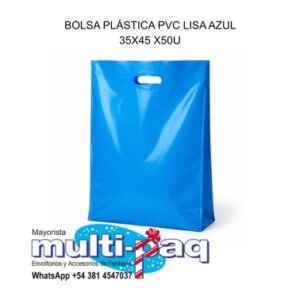 BOLSA PLÁSTICA PVC LISA AZUL 35X45 X50U