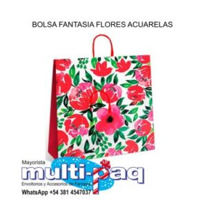 BOLSA FANTASIA FLORES ACUARELAS 32X10X30