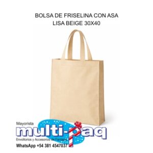 BOLSA LISA DE FRISELINA CON ASA BEIGE 30X40