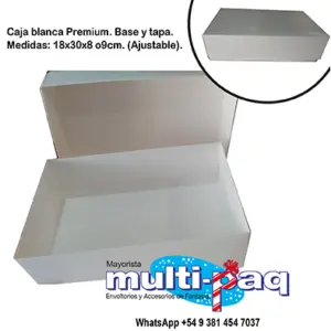 CAJA LARGE BLANCA LINEA PREMIUM BASE Y TAPA CARTULINA 270 G