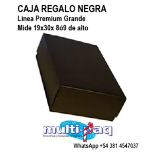 CAJA REGALO NEGRA GRANDE 21X31X09 CM X1U