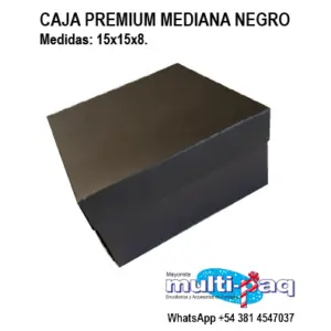 CAJA DE REGALO NEGRA MEDIANA 16X15X09