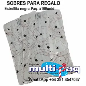SOBRE N°5 ESTRELLA NEGRO SIN ADHESIVO X100