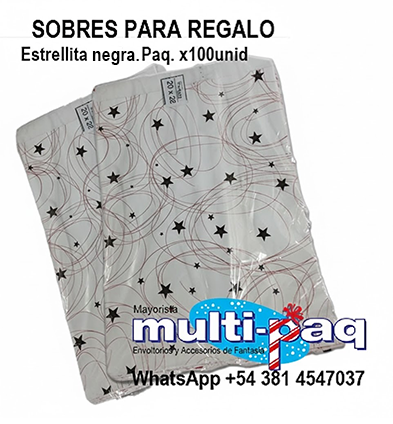 SOBRE N°5 ESTRELLA NEGRO SIN ADHESIVO X100