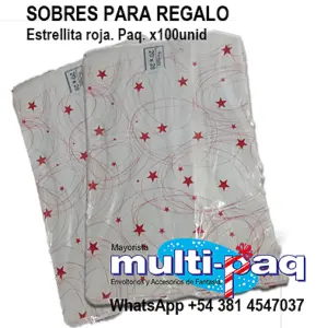 SOBRE N°5 ESTRELLA ROJO SIN ADHESIVO X100