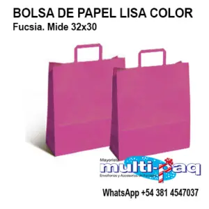 BOLSA DE PAPEL LISA COLOR FUCSIA 32X12X30