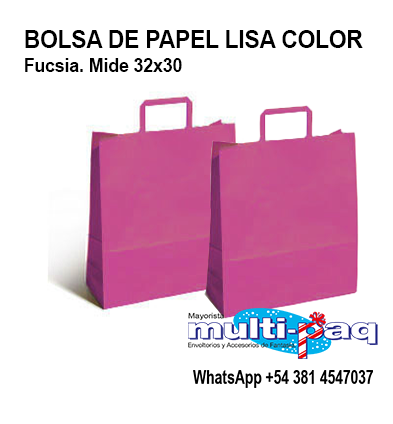 BOLSA DE PAPEL LISA COLOR FUCSIA 32X12X30