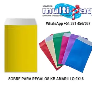SOBRE PARA REGALOS KB AMARILLO 9X16