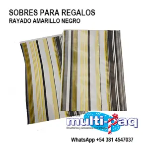 SOBRE N°5 RAYADO NEGRO Y AMARILLO SIN ADHESIVO X100