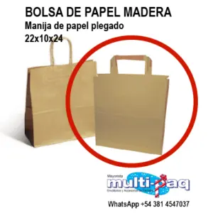 BOLSA DE PAPEL KRAFT MADERA 22X24