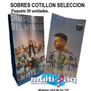 SOBRES CON FUELLE SELECCION ARGENTINA X 50 UNIDADES