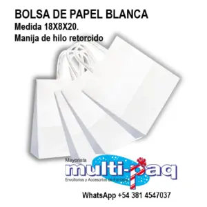BOLSA DE PAPEL BLANCA 18X8X20