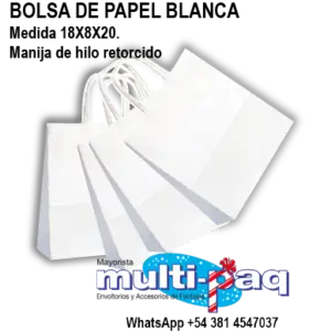 BOLSA DE PAPEL BLANCA 18X8X20