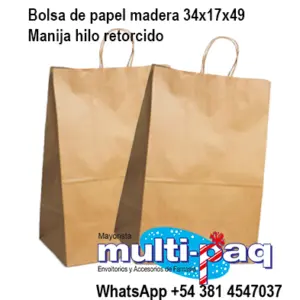 BOLSA DE PAPEL MADERA ZAFIRO 34X17X49