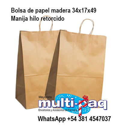 BOLSA DE PAPEL MADERA ZAFIRO 34X17X49