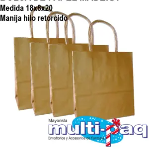 BOLSA DE PAPEL MADERA 18X8X20