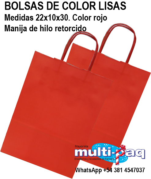 BOLSA PARA REGALO LISA COLOR ROJO